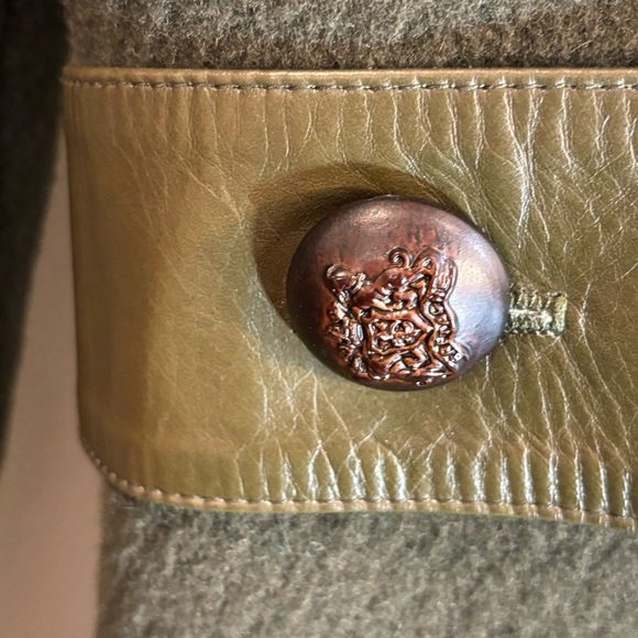 MACKAGE Sx XS Coat Oversized Military Vibes Rounded Hem Wool Blend Lined Leather - Picture 8 of 15